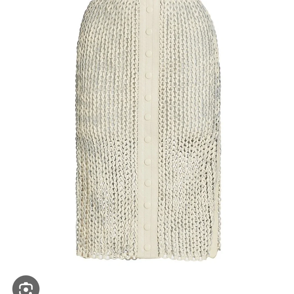 NONchalant max Midi Cream woven leather skirt